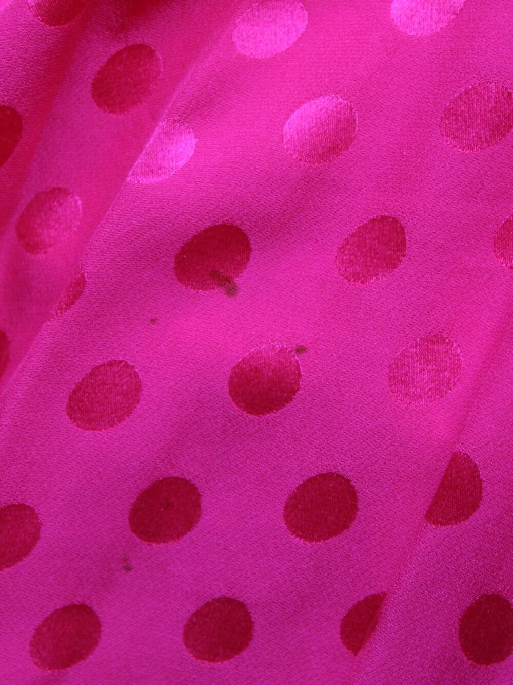 Vintage Liz Claiborne 100% Silk Hot Pink Polka-Dot Long Sleeve Midi Dress - Picture 13 of 16